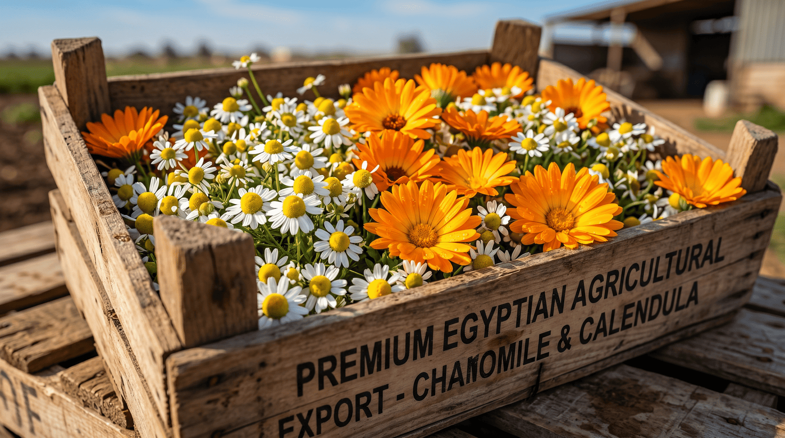 Egyptian Chamomile and Calendula flowers from Nile Delta farms most in-demand bulk export botanical herbs from Egypt